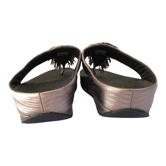 FitFlop Sandals Beaded Fringe Cha Cha Bronze Size 6 - Picture 3 of 7